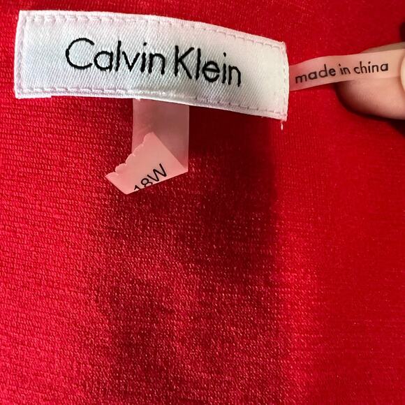 Calvin Klein Red Sheath Dress Ring Detail Ruched Waist Size Women's 18W - Picture 6 of 10